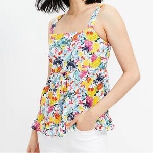 LOFT Floral Tie Back Peplum Cami Size 4